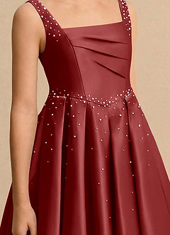 Azazie Jello Girls Formal Jurken voor bloemenmeisjes Baljurk Jurk van Mat Satijn Geplooid Roest image5