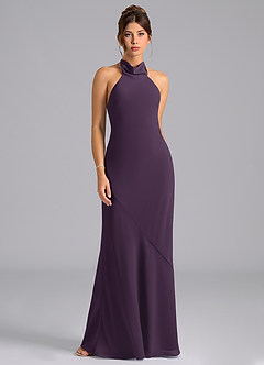 Azazie Velli Bridesmaid Dresses Plum Mermaid Bow Chiffon Dress image6