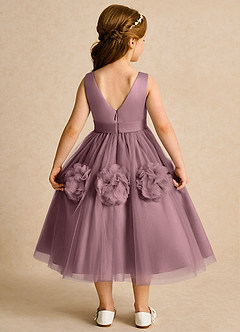 Azazie Vola vestidos de niña de las flores Vestido de Malva Vintage de Tul de Princesa con Sin mangas image2