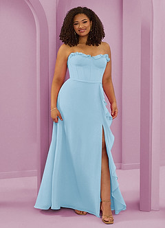 Barbie ♥ Azazie Abiti da Damigella Abito A-Line in Chiffon Scollo a Cuore Azzurro image10