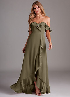 Azazie Lyra Bridesmaid Dresses Willow Green A-Line Chiffon Convertible Dress image4
