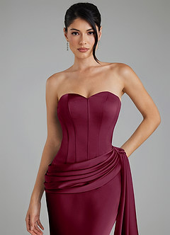 Azazie Draya Bridesmaid Dresses Mulberry Mermaid Strapless Stretch Satin Dress image8