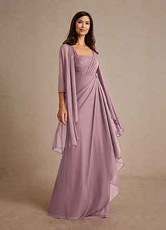 Azazie Clinton Mother of the Bride Dresses Dusty Rose A-Line Pleated Mesh Dress image2