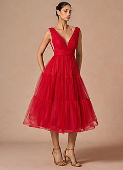 Godelieve Cherry Red Midi Dress image4
