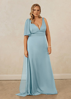 Christian Siriano Bridal for Azazie 1011 Bridesmaid Dresses Moody Blue Mermaid Bow Stretch Satin Dress image11