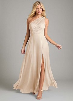 Azazie Phaedra Bridesmaid Dresses White Alabaster A-Line One Shoulder Chiffon Dress image12