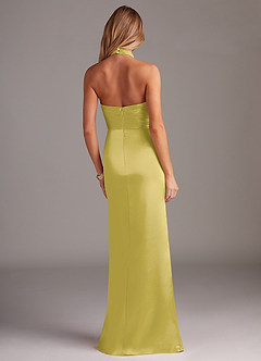 Azazie Jemma Robes de demoiselle d'honneur Robe Fourreau en Satin extensible Plissée Canari image6