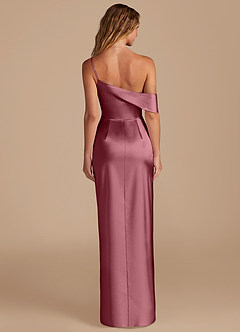 Azazie Lia Bridesmaid Dresses Desert Rose Sheath Off the Shoulder Metallic Satin Dress image4