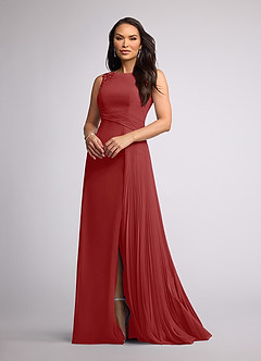 Azazie Galvan Mother of the Bride Dresses Rust A-Line Sequins Chiffon Dress image1