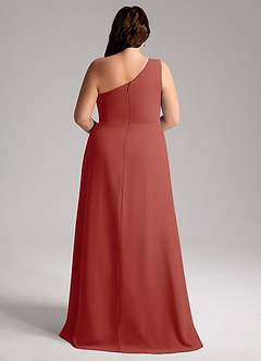 Azazie Brooke Bridesmaid Dresses Terracotta A-Line One Shoulder Chiffon Dress image9