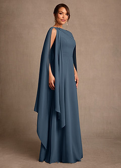 Azazie Liddie Abiti per la Madre della Sposa Abito A-Line in Chiffon Plissettato Blu Nettuno image2