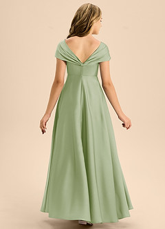 Azazie Rowena Junior Robe Trapèze en Satin extensible Arc Vert Sauge image5