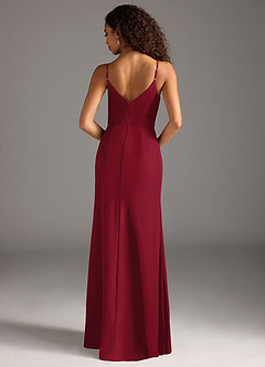 Azazie Deandra Bridesmaid Dresses Burgundy Mermaid Pleated Chiffon Dress image6