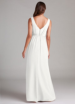 Azazie Tanicia Brautjungfernkleider A-Linie Plissee Chiffon Kleid Weiß image7