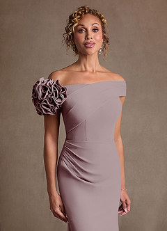 Azazie Gwynne Final Sale Cabernet Mermaid Off the Shoulder Stretch Crepe Dress image6