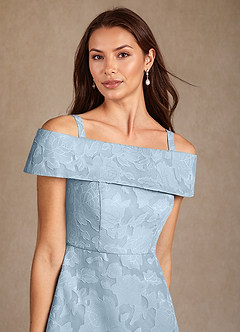 Azazie Medford Mother of the Bride Dresses Sky Blue A-Line Off the Shoulder Floral Burnout Dress image7