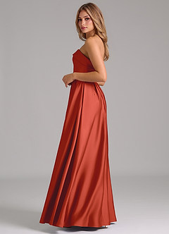 Azazie Lucienne Brautjungfernkleider Wandelbar A-Linie Schulterfrei Stretch-Satin Kleid Rost image3
