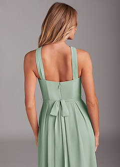 Azazie Dixie Bridesmaid Dresses Agave A-Line Halter Pleated Chiffon Dress image10