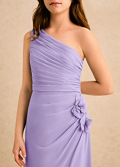 Azazie Sophie Girls Formal Robe Demoiselle D'honneur Fillette Robe Fourreau en Mousseline de soie Une épaule Lilas image6