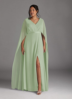 Azazie Isa Mother of the Bride Dresses Dusty Sage A-Line V-Neck Pleated Chiffon Dress image9