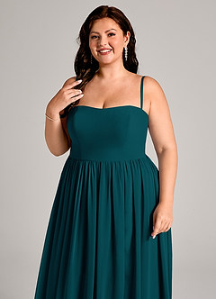 Azazie Calianna Bridesmaid Dresses Pine A-Line Off the Shoulder Chiffon Convertible Dress image11