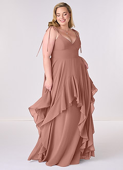Barbie ♥ Azazie Brautjungfernkleider A-Linie Schleifen Chiffon Kleid Zedernrose image6