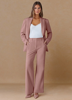 front Marina Dusty Rose Refined Weave Straight-Leg Pants
