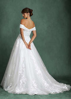 Azazie Becca Robes de mariée Robe Trapèze en Tulle Décolleté en cœur Blanc De Diamant image2