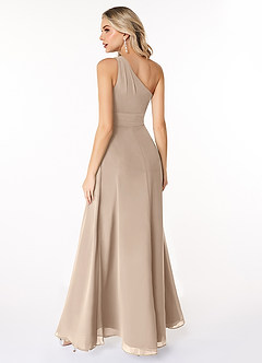 Azazie Dallas Bridesmaid Dresses Taupe A-Line One Shoulder Chiffon Dress image2