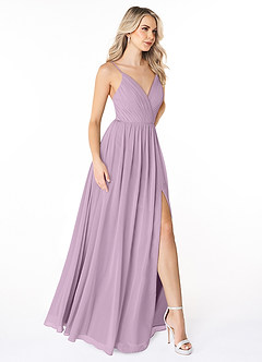 Azazie Gracie Brautjungfernkleider A-Linie Plissee Chiffon Kleid Blauregen image5