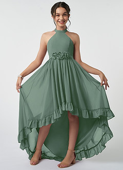 Azazie Hermione Junior Eucalyptus A-Line Chiffon Dress image2