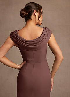 Azazie Irvine Mother of the Bride Dresses Espresso A-Line Pleated Chiffon Dress image6