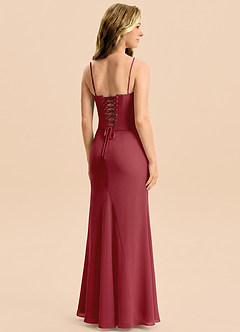 Azazie Sorrel Junior Pomegranate Mermaid Pleated Chiffon Dress image2