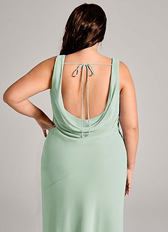 Azazie Rylina Bridesmaid Dresses Agave Mermaid Pleated Chiffon Dress image12