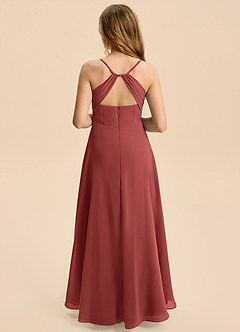 Azazie Gia Junior Terracotta A-Line Pleated Chiffon Dress image2