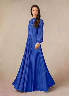 Azazie Adellah Mother of the Bride Dresses Royal Blue A-Line Pleated Chiffon Dress image2