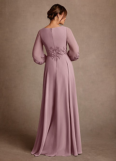 Azazie Yorba Klänningar till brudens mor Klä A-Line i Chiffong Spets Dammig Ros image3