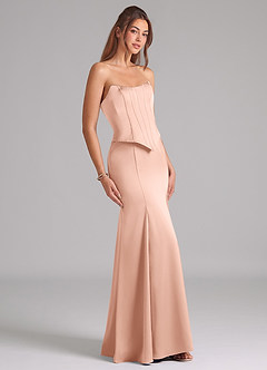 Azazie Ximena Bridesmaid Dresses Rose Gold Mermaid Corset Stretch Satin Convertible Dress image5