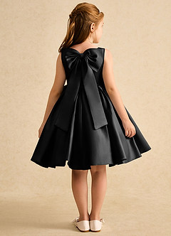 Azazie Jessie Flower Girl Dresses Black A-Line Bow Matte Satin Dress image1