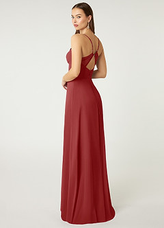 Azazie Minie Bridesmaid Dresses Rust A-Line Bow Chiffon Dress image5