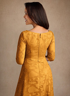 Azazie Durant Kleider für die Brautmutter A-Linie Plissee Blumen-Burnout Kleid Butterscotch image5