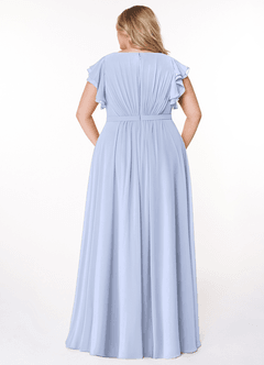 Azazie Daphne Modest Bridesmaid Dresses A-Line Ruffled Chiffon Floor-Length Dress image7