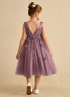 Azazie Lana Flower Girl Dresses Vintage Mauve A-Line Sleeveless Matte Satin Dress image2