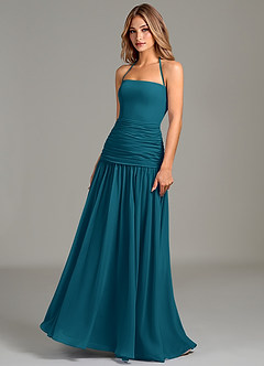 Azazie Vashti Bridesmaid Dresses Ink Blue A-Line Chiffon Dress image4