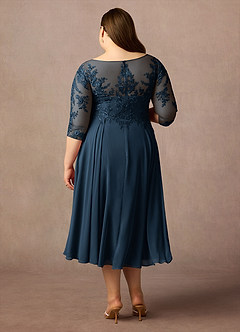 Azazie Marge Mother of the Bride Dresses Dark Navy A-Line Scoop Lace Chiffon Dress image7