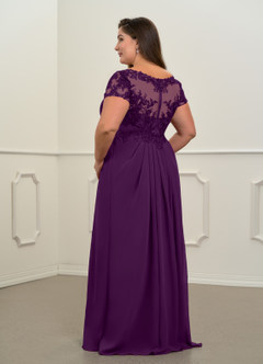Azazie Dunja Mother of the Bride Dresses Grape A-Line V-Neck Lace Chiffon Dress image12