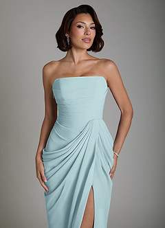 Azazie Nyra Bridesmaid Dresses Sea Glass Sheath Corset Chiffon Dress image5