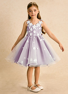 Azazie Junebug vestidos de niña de las flores Vestido de Marfil Wisteria de Tul de Princesa con Encaje image6