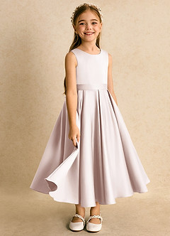 Azazie Junebuj Flower Girl Dresses Rose Petal Ball-Gown Pleated Matte Satin Dress image2