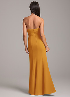 Azazie Yola Bridesmaid Dresses Butterscotch Sheath Pleated Chiffon Convertible Dress image6